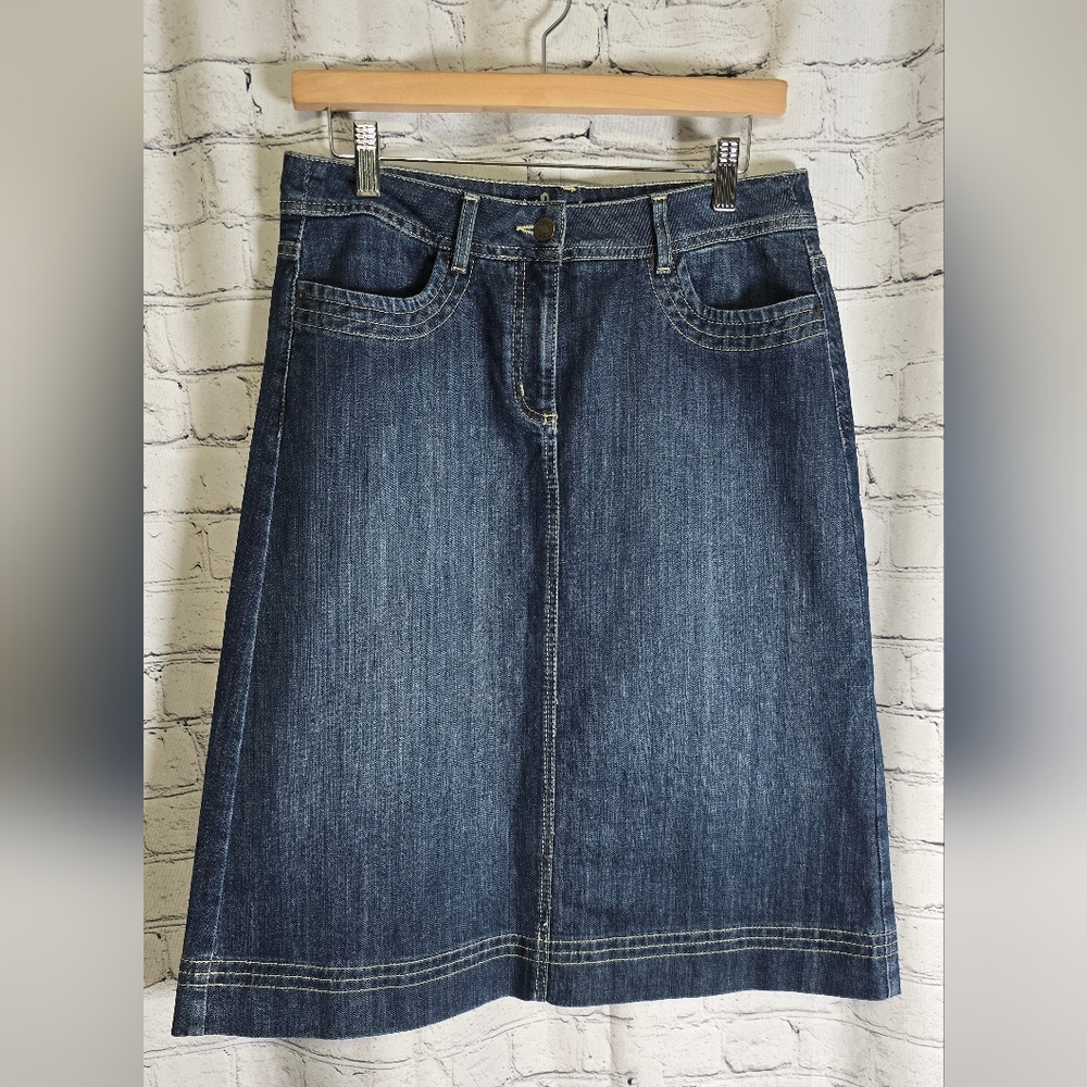 Boden Dark Blue Denim A-Line Skirt